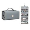 ROYALFAIR Roll Up Makeup Bag, Travel Toiletry Bag for Women with 4 Clear TSA Approved Pouches, Hanging Travel Organizer, Folding Cosmetic Bag for Men and Women (Grey)