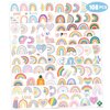 108 PCS 10 Sheet Pastel Rainbow Temporary Tattoos Sticker Boho Rainbow Birthday Party Decorations Favors Supplies Decor Gifts Boys Girls Baby Shower Cute Fake Tattoo School Reward Themed