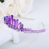 Teyglen Purple Raw Crystal Quartz Headband Clear Crystal Headband Moon Goddess Hair Band Hoop Mermaid Witch Bride Headpiece Hair Accessories for Women Girls (Purple)