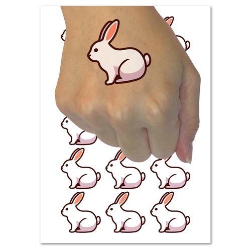 Resting Rabbit Bunny Easter Temporary Tattoo Water Resistant Fake Body Art Set Collection - 15 2" Tattoos (1 Sheet)