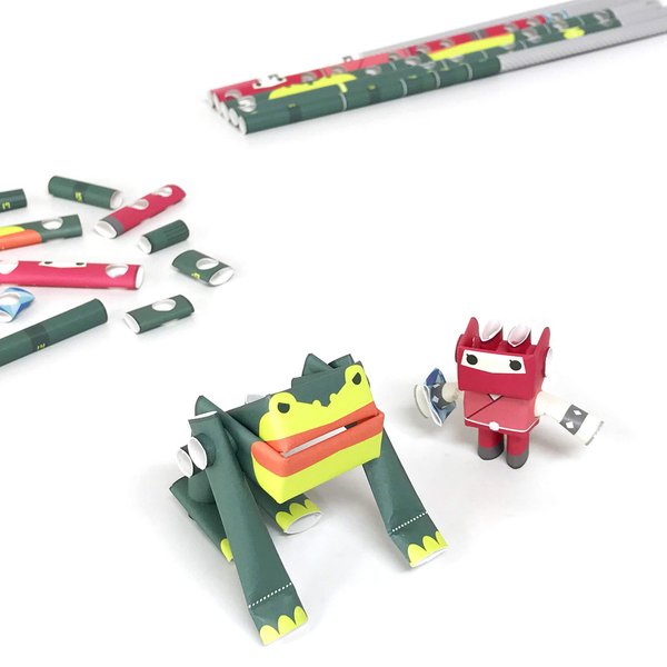 PIPEROID Laiya & Gama Ninja Woman & Underling - Japanese 3D Paper Puzzle DIY Robot kit for Kids and Origami Kit for Adults