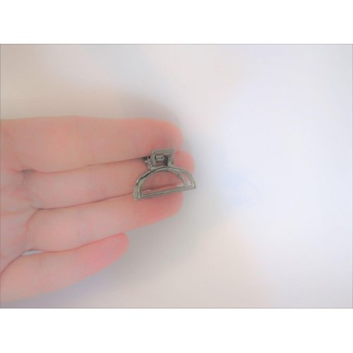 Tiny small dark silver tone metal hair claw clip