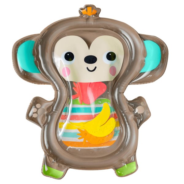 Bright Starts Hungry Monkey Tummy Time Water Mat, Baby Play Mat, Inflatable Sensory Toy for Infants Age 0-6 Months