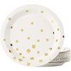 Juvale Gold Paper Plates - 48-Pack Gold Foil Square Confetti 9-Inch Disposable Plates, Gold Party Supplies, Appetizer, Lunch, Dessert Round Party Plates