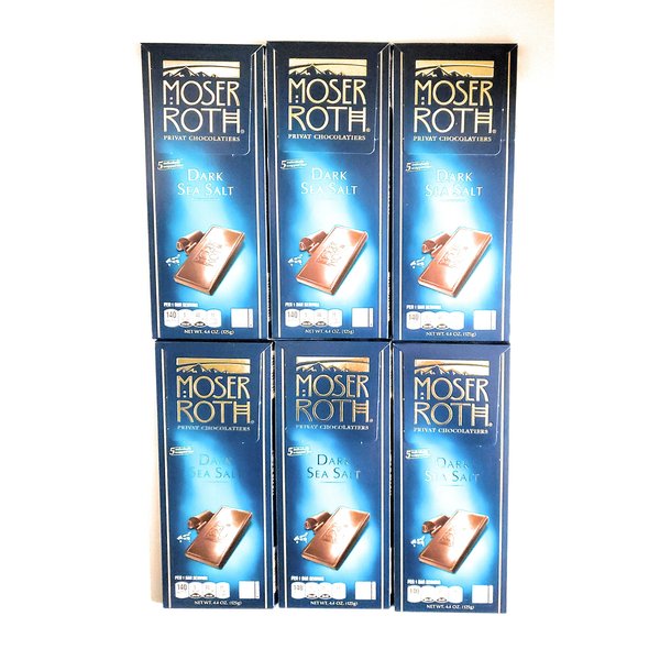 Moser Roth Dark Chocolate/Sea Salt Chocolate Bars, (6) Pack, Germany