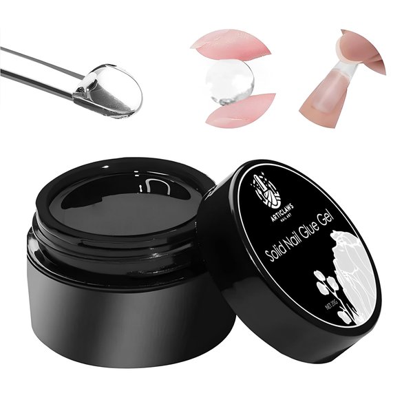 ArtiClaws Solid Nail Glue for Press On Nails 20g Solid Gel Nail Glue for Clear Acrylic Nail Tips Fake Nails Solid Hard Gel for Nail Strengthen UV Cured Nail Glue