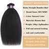 Kinky Straight Human Hair 3 Bundles Natural Black Yaki Straight Human Hair Extensions 100% Unprocessed Brazilian Virgin Remy Hair Grade 10A Kinky Straight Human Hair For Black Women（16 18 20 Inch)