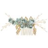 Beaupretty Green Hair Rhinestone Hair Pieces Bridal Wedding Hair Comb Pearl Floral Side Hair Clips For Bride Bridesmaid