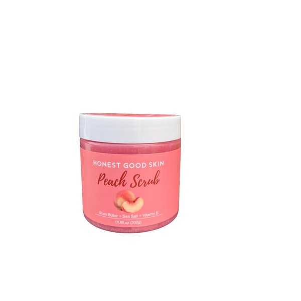 Honest Good Skin Sea Salt Scrub, 10oz Shea Butter Body Scrub, Exfoliating, Dead Skin Removal (Peach)