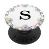 Cell Phone Pop Out Holder,Floral White Daisy Flower Letter S PopSockets Grip and Stand for Phones and Tablets