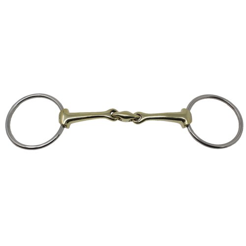 Professional Equine Loose Ring Snaffle PINCHLESS Lozenge Dog Bone SS Brass 5-1/2" Horse BIT 35558C