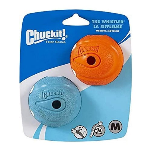 Chuckit Dog Fetch Toy Whistler Ball Noisy Play Fits Launcher Medium 8 Balls (4 Items)