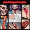 Coagulated Fake Blood Gel and Scar Wax Set,Zombie Makeup Fake Molding Wound Skin Wax Fake Nose Stage Zombie Cosplay Costume SFX Makeup with Sponge&Spatula