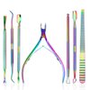 Kalolary 7Pcs Cuticle Nippers and Cutter Kit, Ingrown Toenail File, Triangle Nail Polish Remover Cuticle Pusher Trimmer Stainless Steel Manicure Tools Set for Fingernails and Toenails