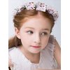 BERYUAN Flower Girls Flower Pearls Crown Headband Lace Bowknot Pearls Headband Flower Crown Wreath Handmade Adjustable Tiara Floral Wreath With Ribbon Halo Headbands for Teen Girls (pink)