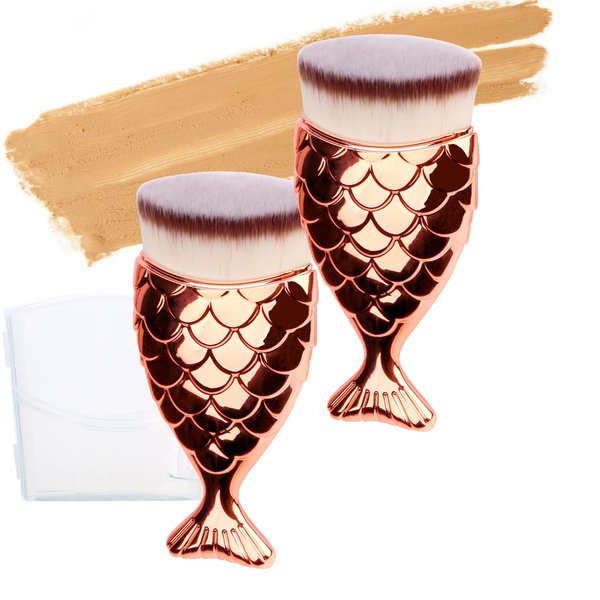 2 Pcs Self Tan Brush By Yoseng - Cute Mermaid Self Tanning Brush Applicator, Sunscreen Brush for Best Self Tanner for Face and Body With Case
