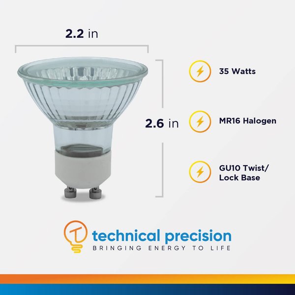 Technical Precision Replacement for Cavaliere Island Mounted Range Hood Bulb Light Bulb Halogen 35W 120V with GU10 Twist & Lock Base - MR16 GU10 35W - 1 Pack