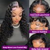 13x4 Wear and Go Glueless Wigs Human Hair Pre Plucked Pre Cut Curly, 22 Inch Deep Wave Lace Front Wigs Human Hair with Baby Hair, 180 Density HD Invisible Lace Frontal Wigs Human Hair for Women