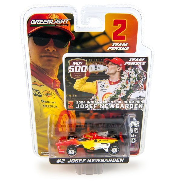 Greenlight 11614 Josef Newgarden 2024 Indianapolis 500 Champ Winner - #2 Team Penske NTT IndyCar Series Diecast Car 1:64 Scale