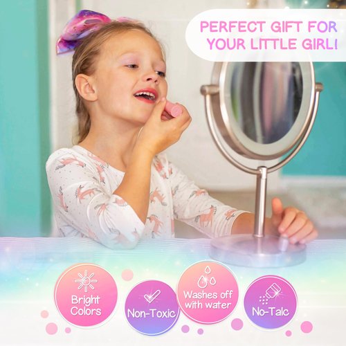 Kids Real Makeup Kit for Girls: No Talc, Washable Make Up Set with Unicorn Purse - Toy Gift for Little Girls & Toddlers Age 3 4 5 6 7 8 9 10 11 12 Years Old - Pretend Play Birthday Gifts