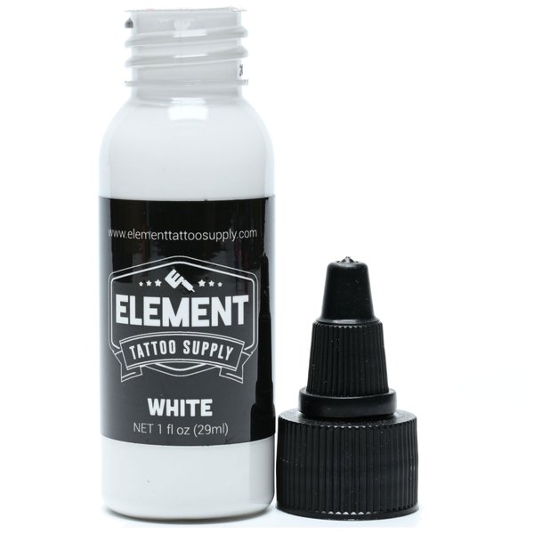 ELEMENT TATTOO SUPPLY - White Tattoo Ink for Tattooing - Bright Color Tattooing - Solid - Permanent - 2oz - Bottle (2)
