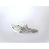 Generic Small white oval stone metal alligator hair clip fine thin hair