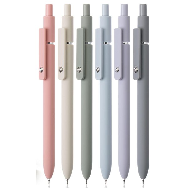 Mr. Pen - Retractable Fine Point Gel Pens, 6 Pack, Morandi Barrels, Fast Dry Ink, Cute Aesthetic Pens for Journaling