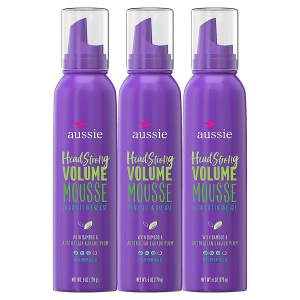 Aussie Mousse, with Bamboo & Kakadu Plum, Instant Volume, For Fine Hair, 6 Fl Oz (Pack of 3), Packaging May Vary