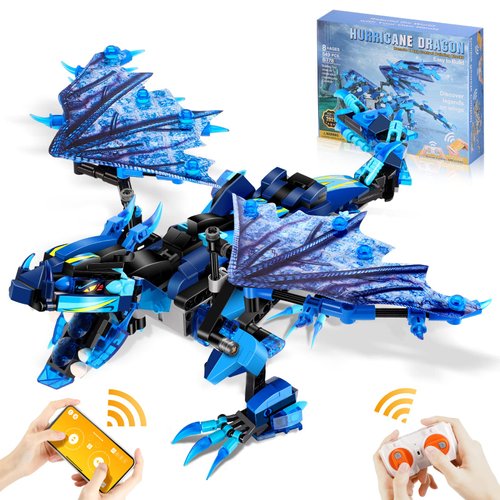 Sillbird Hurricane Dragon Building Kit, Remote & App-Controlled STEM Projects for Kids Age 8-12 Toys Gifts for Boys Girls Age 7 8 9 10 11 12 14-16+ (549 Pieces)