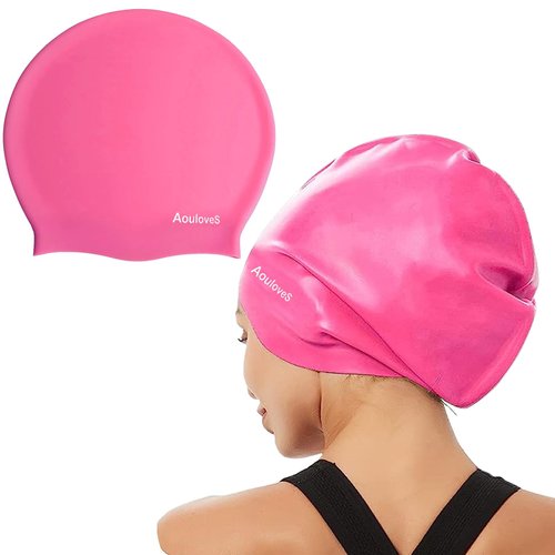 Aouloves Extra Large Long Hair Swim Cap for Braids and Dreadlocks Extensions Weaves Long Hair, Swimming Cap for Adult Youth to Keep Hair Dry, Easy to Put On and Off