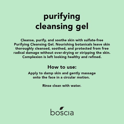 BOSCIA Purifying Cleansing Gel - Cleanser Face Wash - Vegan & Cruelty-Free - With Hydrating Green Tea Antioxidants - Natural Clean Skincare for Dry, Normal, Combination & Oily Skin Types - 9.8 fl oz