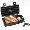 Flauno Travel Cigar Humidor Case - Portable Cigar Box with Humidifier Disc & Cigar Cutter | Waterproof | Crushproof | Airtight | Durable (Holds up to 5 Cigars)