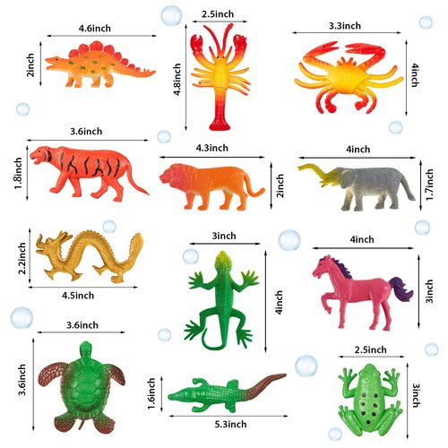 Outus 8 Pieces Growing Animal Creature Expandable Sea Creature Set Giant Grow 3D Water Animal Grow in Water fish Party Supplies Gift Classroom Prizes(Multiple Animal)