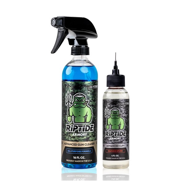 Riptide Armory Advanced Gun Cleaner and CLP+ (16oz) - 2 Step Kit for Firearm Cleaning & Lubrication - Cleans, Lubes and Protects with Long Lasting Nano-Coat Technology