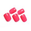 Pretty Deep Bright Neon Pink Press On Nails Short Round False Nails Women Girls Square Nail Art Tips Full Cover Reusable Salon Summer Beauty Fake Fingernails Datechable Acrylic Manicure For Daily Dating Office Home Party (24pcs)