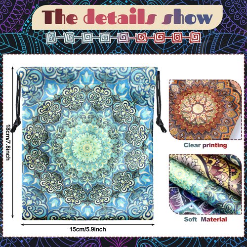 6 Pcs Velvet Storage Bag Dice Storage Bag Drawstring Tarot Card Holder Bag Jewelry Pouch Enthusiasts Hand Gift Bags, 7.1 x 5.9 Inches 6 Styles (Floral Style)