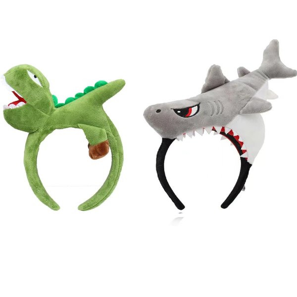 BinaryABC Dinosaur Shark Headband Ocean Aninmal Hairband Hair Hoop,Halloween Costume Cosplay Dess Up Accessories,2PCS