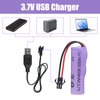 AODTOSIP 2 Pack 3.7V 800mah Li-ion Battery SM 2P Plug with USB Chargers, SM-2P Plug RC Rechargeable Battery for Double Sided RC Stunt Car Small RC Boat Tumbling Amphibious RC Car RC Truck Toy Cars