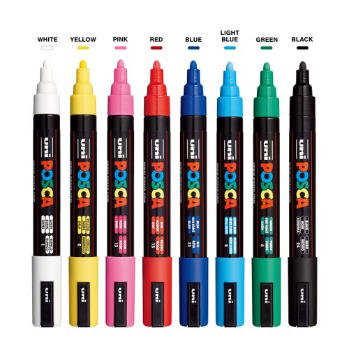 8 Posca Paint Markers, 5M Medium Markers with Reversible Tips, Marker Set of Acrylic Paint Pens | Posca Pens for Art Supplies, Fabric Paint, Fabric Markers, Paint Pen, Art Markers
