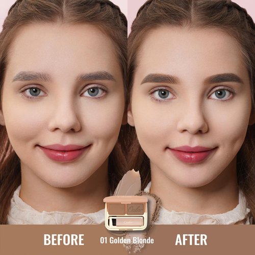 Oulac Waterproof Light Eyebrow Powder Kit with Brow Brush 2 in1 Long Lasting Instant Eyebrow Pomade & Powder Natural Makeup for Sparse Brows 3.2 g/0.11 oz (Golden Blonde）