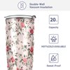 ALAZA Floral Roses Red Pink Tumbler with Lids and Straws,Reusable Stainless Steel Vacuum Insulated Tumbler Cup,Iced Coffee Travel Mug Water Bottle 20oz(590ml)