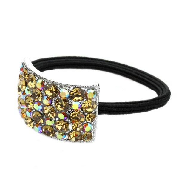 Ponytail Holders for Women Faux Rhinestone Rectangle Hair Ponytail Holders Decorative, Light Brown