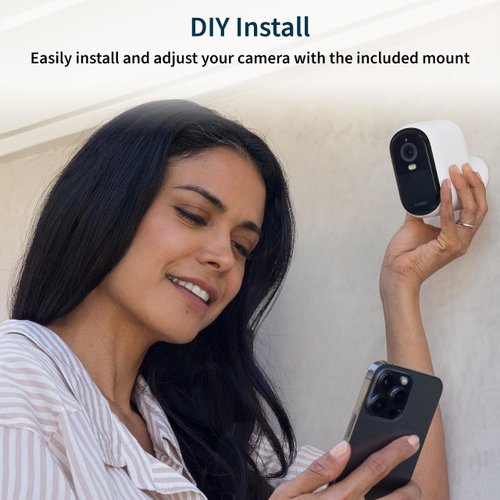 Arlo Essential 2K Outdoor Security Camera XL (2nd Generation) – 1 Pack – Camera with 4X Longer Battery Life,Color Night Vision, White – VMC3052