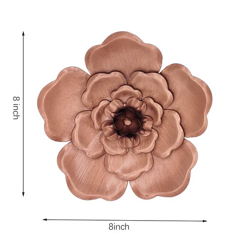 Metal Flower Wall Decor Multiple Layer Wall Art Decoratin for Home Living Room Outdoor Garden Porch Patio (Rose Gold)