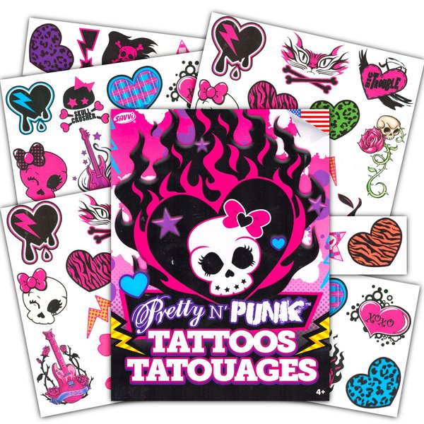 Rock Star Tattoos Punk Rock Temporary Tattoos Party Favor Set ~ 50+ Girl Punk Rocker Tattoos for Halloween Costumes, Party Supplies, More