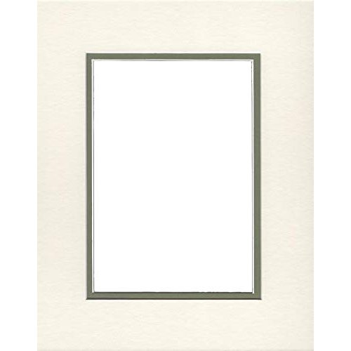 16x20 Double Acid Free White Core Picture Mats Cut for 11x14 Pictures in Cream and Moss Green