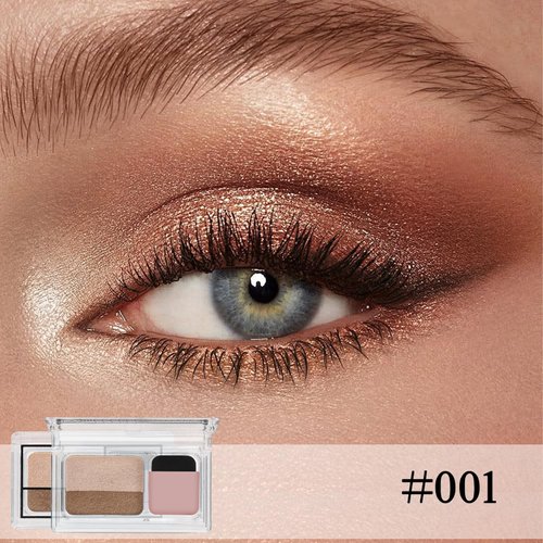 Apooliy Dual-Color Eyeshadow Palette with Applicator,Waterproof Eye Shadow,Shimmer Eye Makeup Palette,Long Lasting