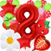 Berry Birthday Decor Party Supplies, Strawberry Birthday Decorations, Strawberry Party Decorations, Strawberry Balloons, Daisy Balloon, Star Balloons, 40 Inch Number 8 Balloon for 8th Birthday