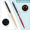 2 Styles Small Round Brush, Wooden Mini Hair Brush Roller Quiff Hair Combs, Mustache Brush, Travel Nylon Hairdressing Brushes Styling Volume Hairbrush for Curling, Short Hair, Thin Hair