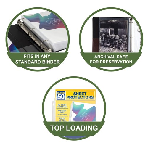 SAMSILL 50 Pack Standard Weight Clear Sheet Protectors, Acid Free & Archival Safe, 8.5 x 11 Inches